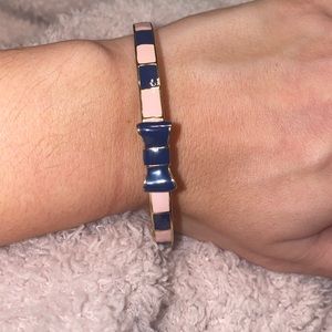 Kate Spade Pink Navy and Gold Bow Bracelet